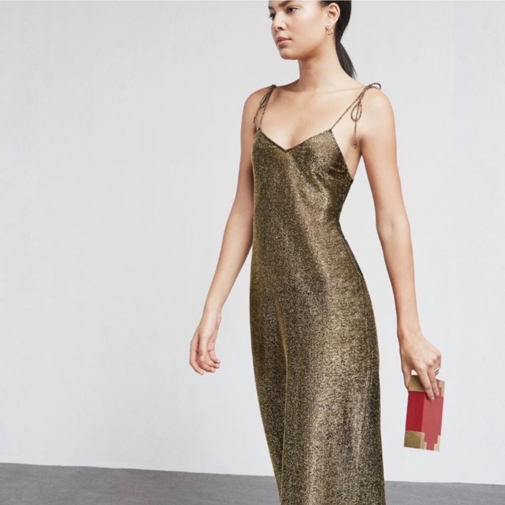 Reformation Gold Metallic Daiquiri Dress Size XXS - Picture 4 of 8